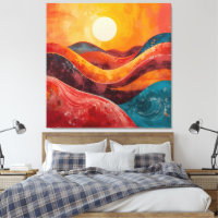 Abstrakter Sonnenuntergang - farbenfrohe Wavy Hori