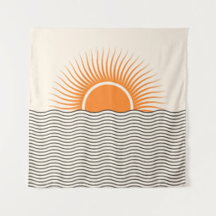 Abstrakter Sonnenuntergang: geometrische boho Deko Wandteppich