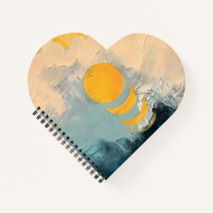 Abstrakter Sonnenuntergang – Goldenes Kalmeer über Notizbuch