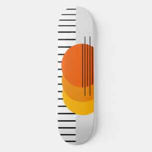 Abstrakter Sonnenuntergang Schwarz Weiß Orange Gel Skateboard