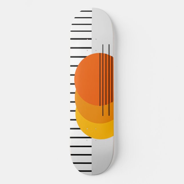 Abstrakter Sonnenuntergang Schwarz-weiß orange Gel Skateboard (Vorderseite)