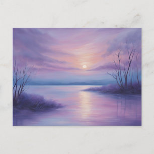 Abstrakter Sonnenuntergang über dem Wintersee Postkarte