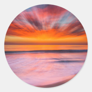Abstrakter Sonnenuntergang von Tamarack Beach Runder Aufkleber