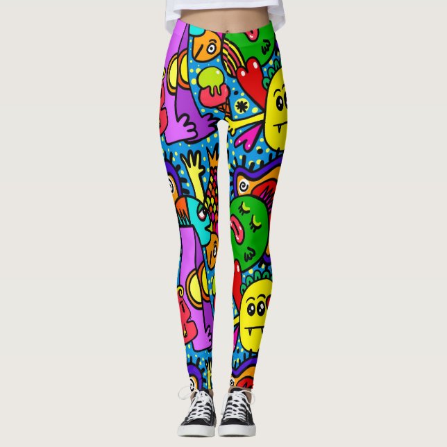 Abstrakter Spaß Farbige Leggings (Vorderseite)