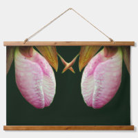 Abstrakter Spiegel mit rosa Frauenschuh-Orchideenb