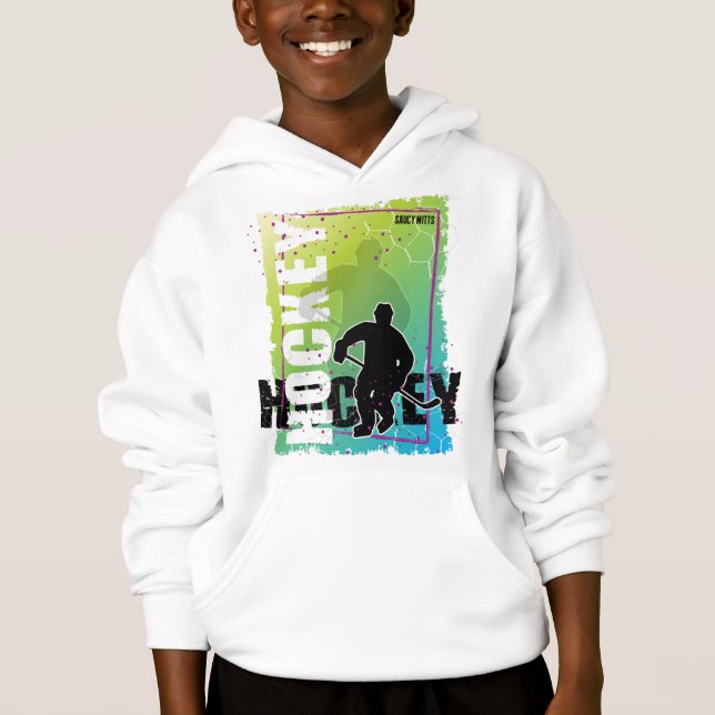 Abstrakter Spieler des Hockey-(Junge) Hoodie (Vorderseite)