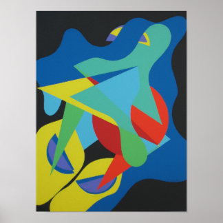 Abstrakter Spielplatz aus farbigen Formen Druck Poster