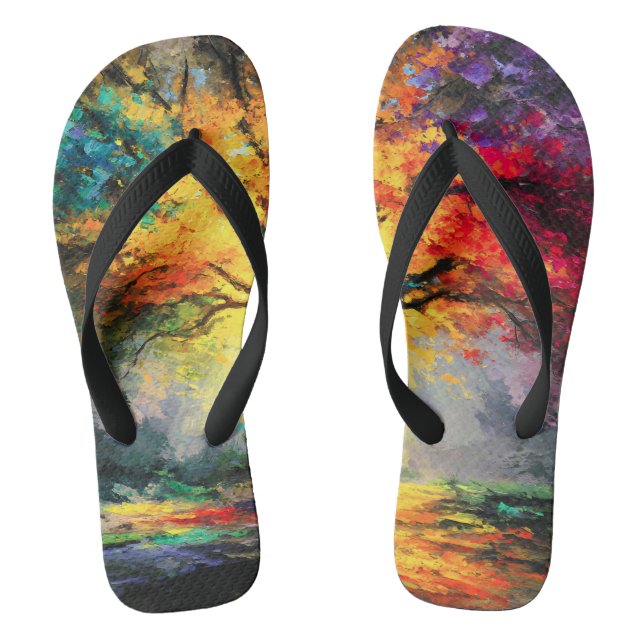Abstrakter spiritueller Naturbaum des Lebens Flip Flops (Fußbett)