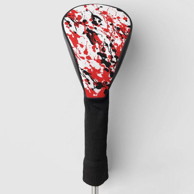 Abstrakter Splash und Tropfen Rot und Schwarz Golf Headcover (Vorderseite)