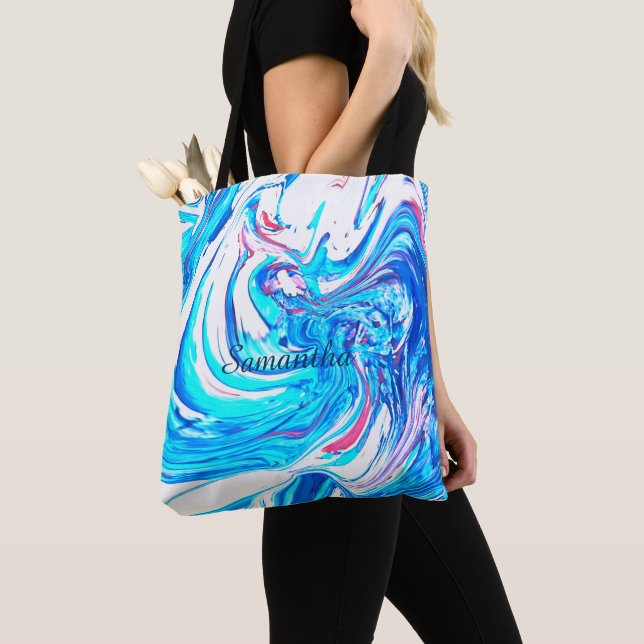 Abstrakter Spritzer  Acrylmalerei Swirl Tasche (Von Nahem)
