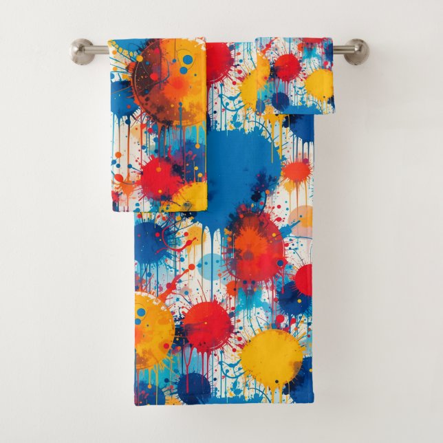 Abstrakter Spritzer Kunst, Dichtung und Musik Badhandtuch Set (Insitu)