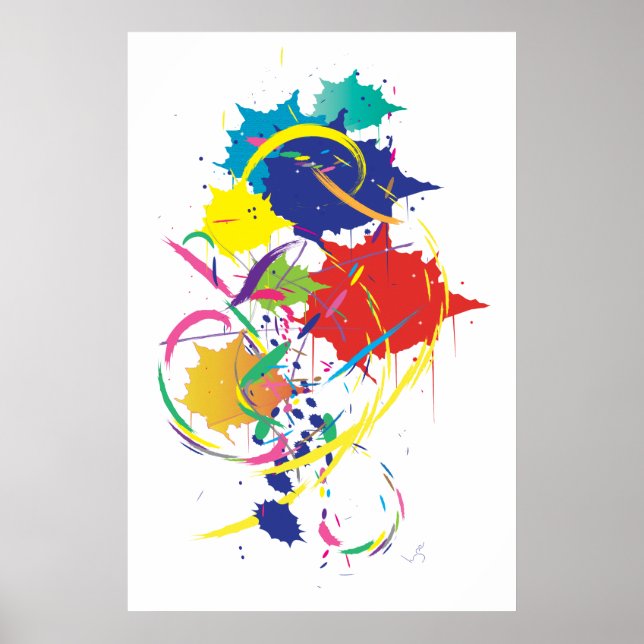 Abstrakter Spritzer Paint Vector Digitale Kunst Co Poster (Vorne)