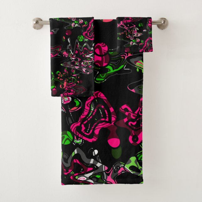 Abstrakter Spritzer Pinsel modern im Designstil Badhandtuch Set (Insitu)
