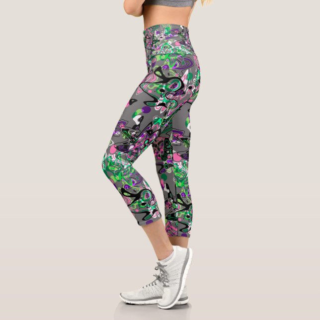 Abstrakter Spritzer Pinsel modern im Designstil Capri Leggings (Links)