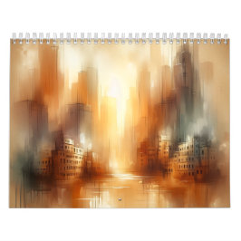 Abstrakter Stadtbild-Kalender für 12 Monate Kalender