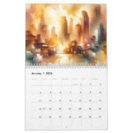 Abstrakter Stadtbild-Kalender für 12 Monate Kalender
