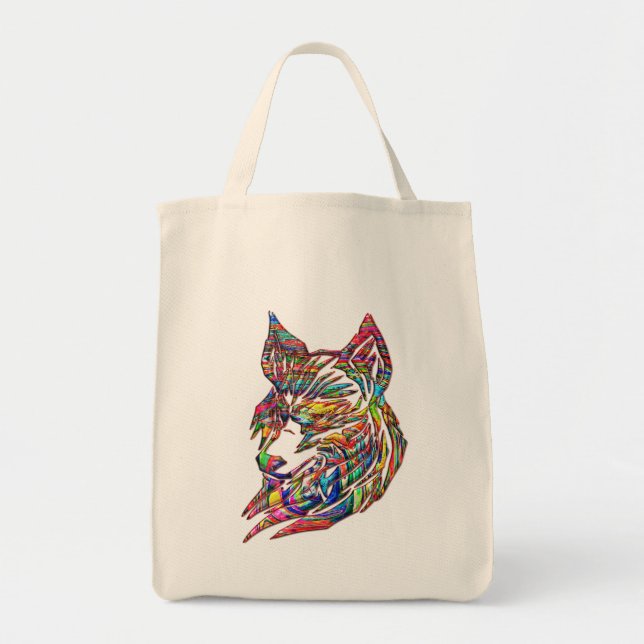 Abstrakter Stammes- Wolf Tragetasche (Vorne)