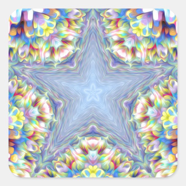 Abstrakter Star Quadratischer Aufkleber (Vorderseite)