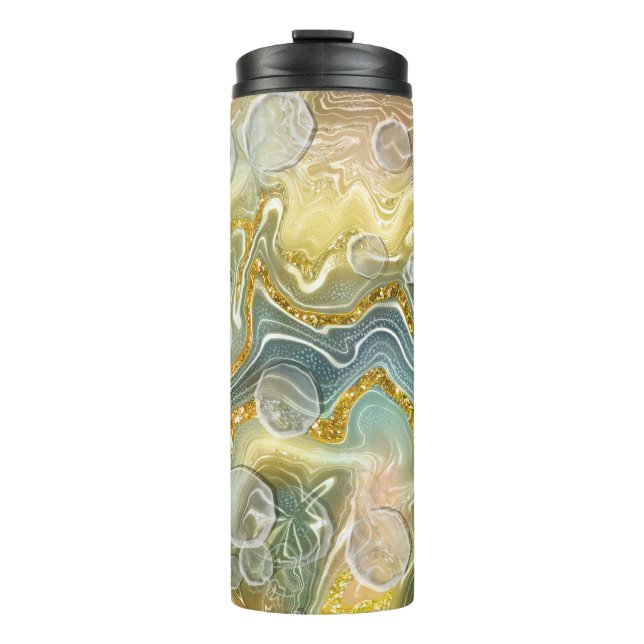 Abstrakter Stein aus flüssigem Marmor Textur Hinte Thermosbecher (Vorderseite)