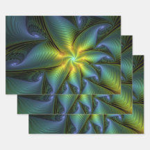 Abstrakter Stern, Shiny Blue Green Golden Fraktal 