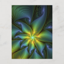 Abstrakter Stern, Shiny Blue Green Golden Fraktal