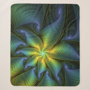 Abstrakter Stern, Shiny Blue Green Golden Fraktal  Sherpadecke