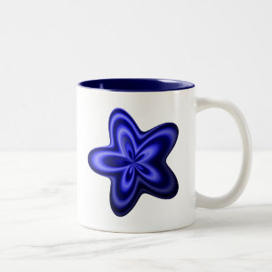 Abstrakter Stern und Glühen der blauen Linie Zweifarbige Tasse