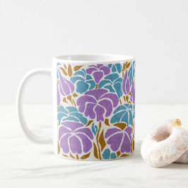 Abstrakter stilisierter Lavendel und blaue Blüte Kaffeetasse