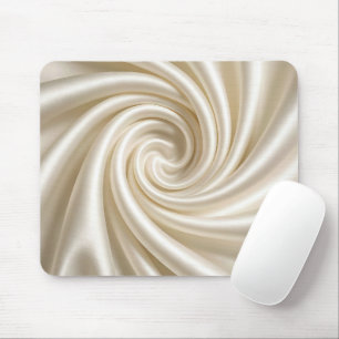 Abstrakter Stoff aus gewirbeltem Elfenbein-Satin Mousepad