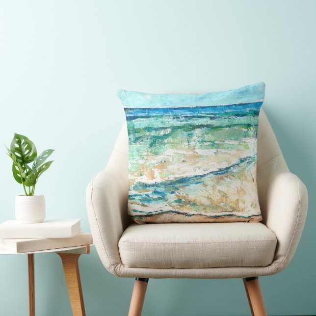 Abstrakter Strand Aquamarin Waves Kissen (Stuhl )