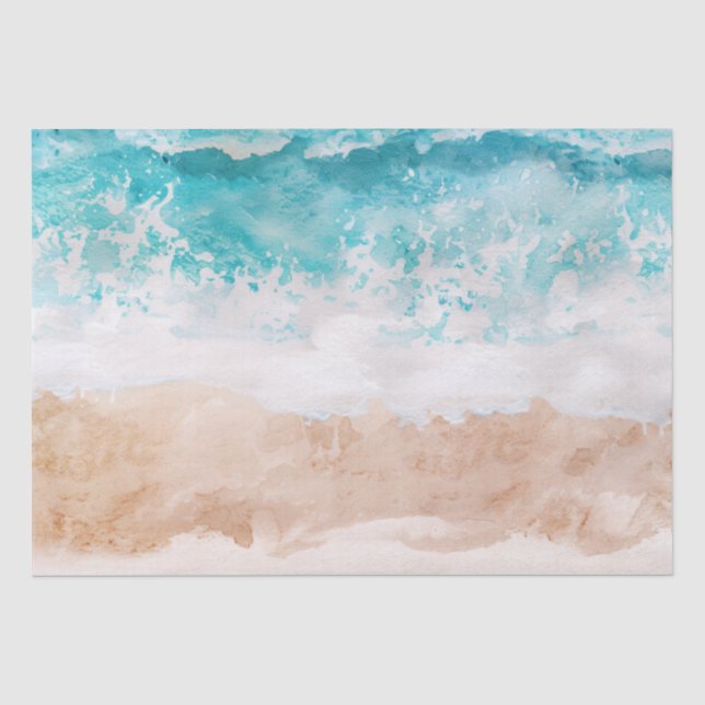 Abstrakter Strand mit Aquarellfarbe Seidenpapier (Vorderseite)