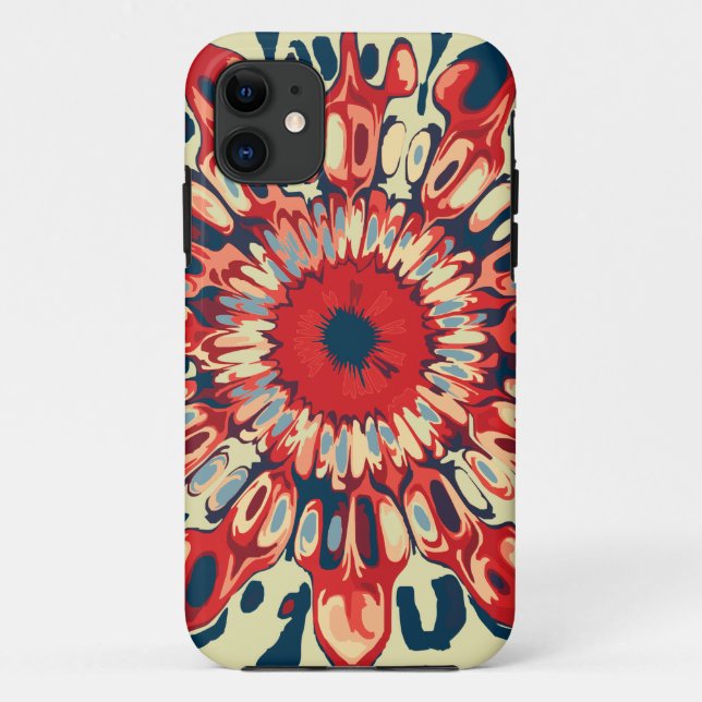 Abstrakter SUN FLOWER - rot blau + dein Backgr. Case-Mate iPhone Hülle (Rückseite)