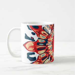 Abstrakter SUN FLOWER - rot blau + dein Backgr. Kaffeetasse