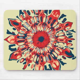 Abstrakter SUN FLOWER - rot blau + dein Backgr. Mousepad