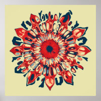 Abstrakter SUN FLOWER - rot blau + dein Backgr.