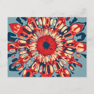 Abstrakter SUN FLOWER - rot blau + dein Backgr. Postkarte