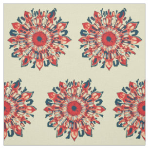 Abstrakter SUN FLOWER - rot blau + dein Backgr. Stoff
