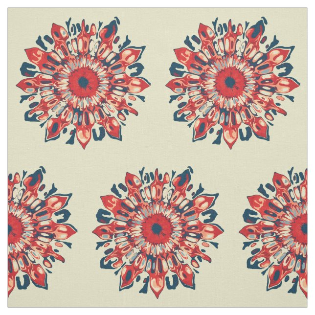 Abstrakter SUN FLOWER - rot blau + dein Backgr. Stoff (Muster)