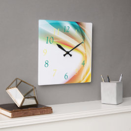Abstrakter Swirl 2 Quadratische Wanduhr