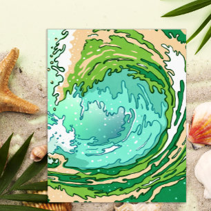 Abstrakter Swirl Türkis Grüne Ozeanwelle Kunst Poster