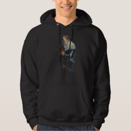 Abstrakter Tech-Noir-Totenkopf-Grunge-Hoodie Hoodie