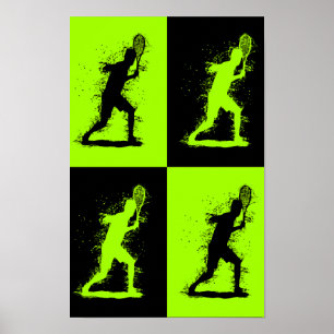 Abstrakter Tennisspieler - Aquarellstil - Grün Poster