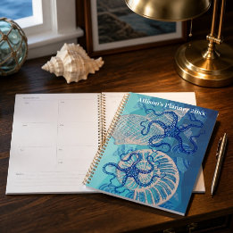 Abstrakter Tiefblau-Meer-Monatsplaner Planer