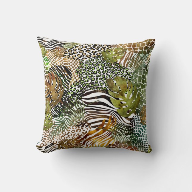 abstrakter Tierdschungel Kissen (Vorderseite)