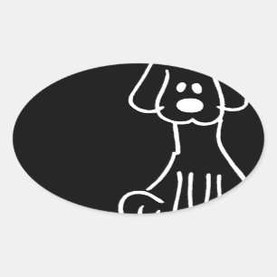 Abstrakter Tiergekritzel-Hund Ovaler Aufkleber