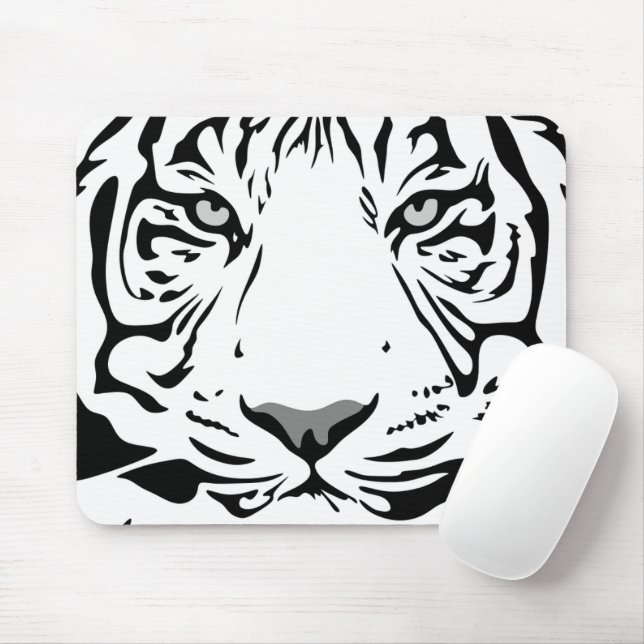 Abstrakter Tigerkopf in Schwarz und Weiß Mousepad (Mit Mouse)