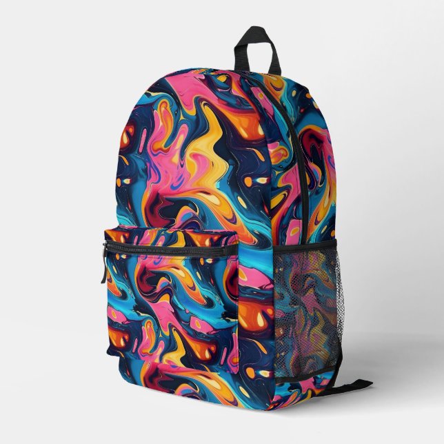 Abstrakter Tintenspass Bedruckter Rucksack (Rückseitige Ecke Rechts)