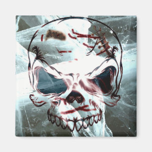 Abstrakter Totenkopf-Quadrat-Magnet – Gothic Art D Magnet
