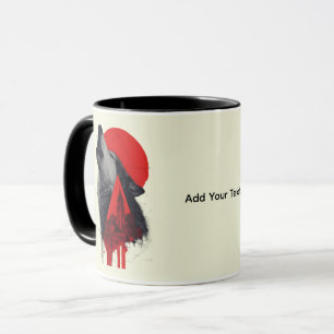 Abstrakter Trash Polka Heulender Wolf Becher Tasse