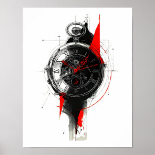 Abstrakter Trash-Polka-Taschenuhr-Plakat Poster